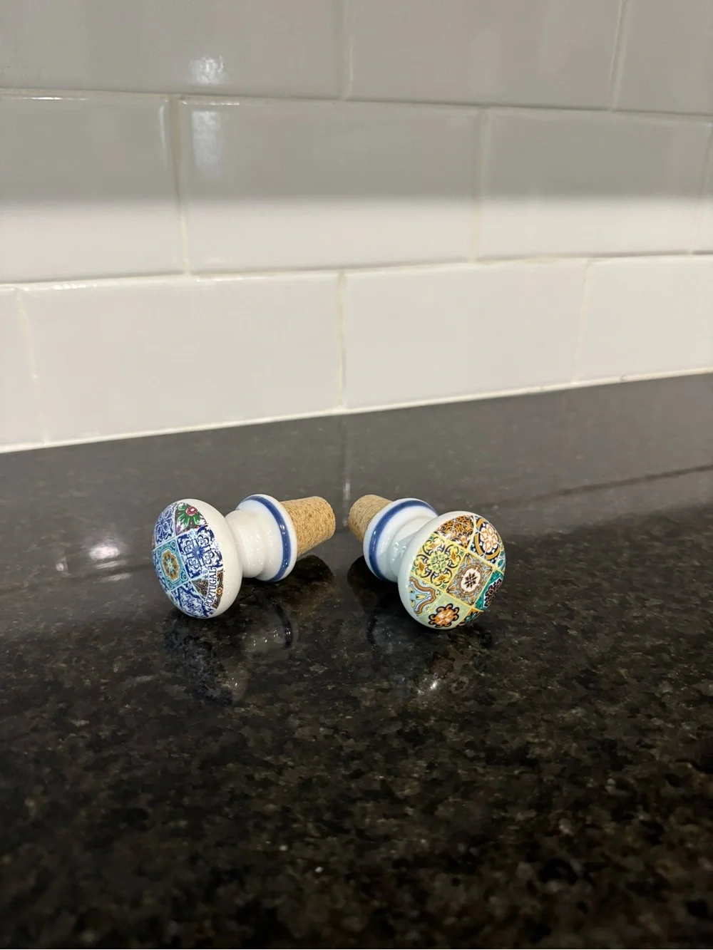 Ceramic Mosaic Pattern Bottle Stoppers - Set of 2